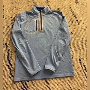 RLX Ralph Lauren Light Blue Half-Zip Pullover with Navy Trim
